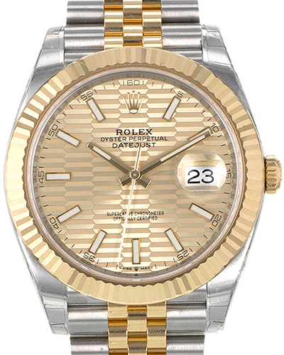 Rolex Datejust 41MM Champagne Fluted Motif Dial Two-Tone Jubilee Bracelet (126333)