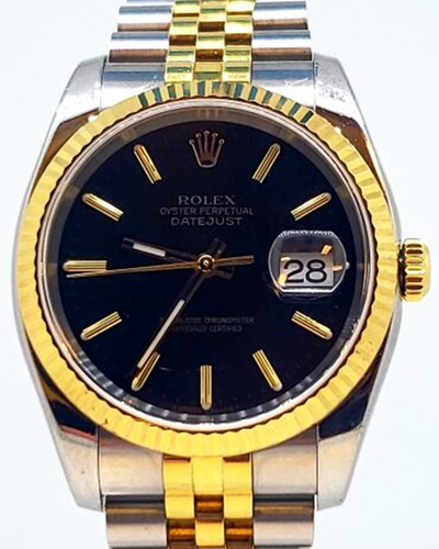 Rolex Datejust 36MM Black Dial Two-Tone Jubilee Bracelet (116233)