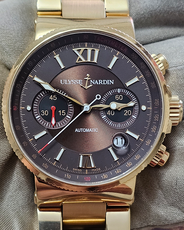 Ulysse Nardin Marine Chronograph 41MM Brown Dial Rose Gold Bracelet (356-66)