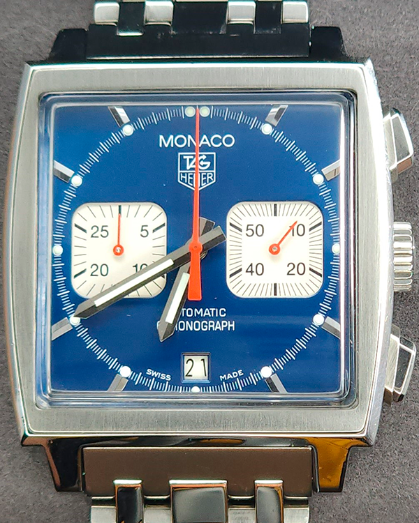 2005 TAG Heuer Monaco Chronograph 38MM Blue Dial Steel Bracelet (CW2113-0)