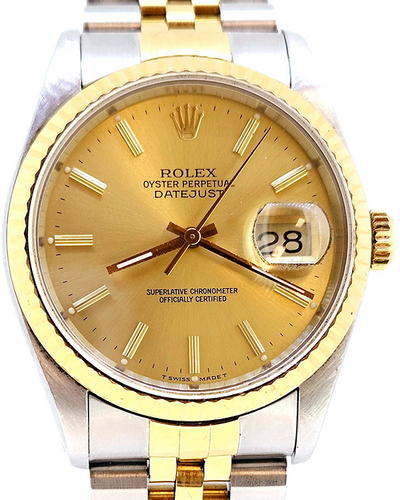 Rolex Datejust 36MM Champagne Dial Two-Tone Jubilee Bracelet (16013)