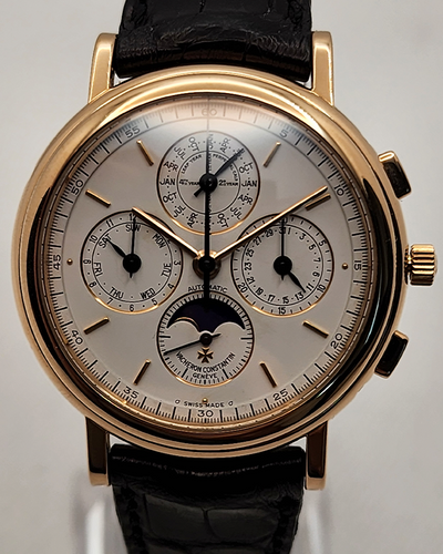 Vacheron Constantin Patrimony Perpetual Calendar Chronograph 38MM White Dial Leather Strap (49005/000R-7591)