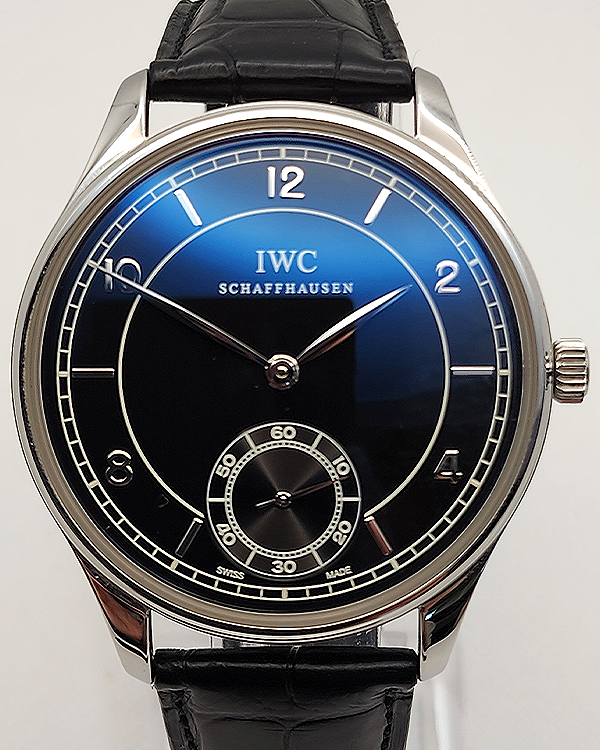 IWC Schaffhausen Portugieser Hand-Wound 44MM Black Dial Leather Strap (IW544501)