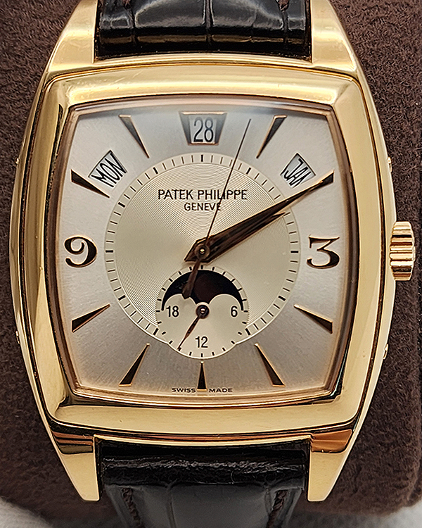 2006 Patek Philippe Gondolo Calendario 51x38MM Silver Dial Leather Strap (5135R-001)