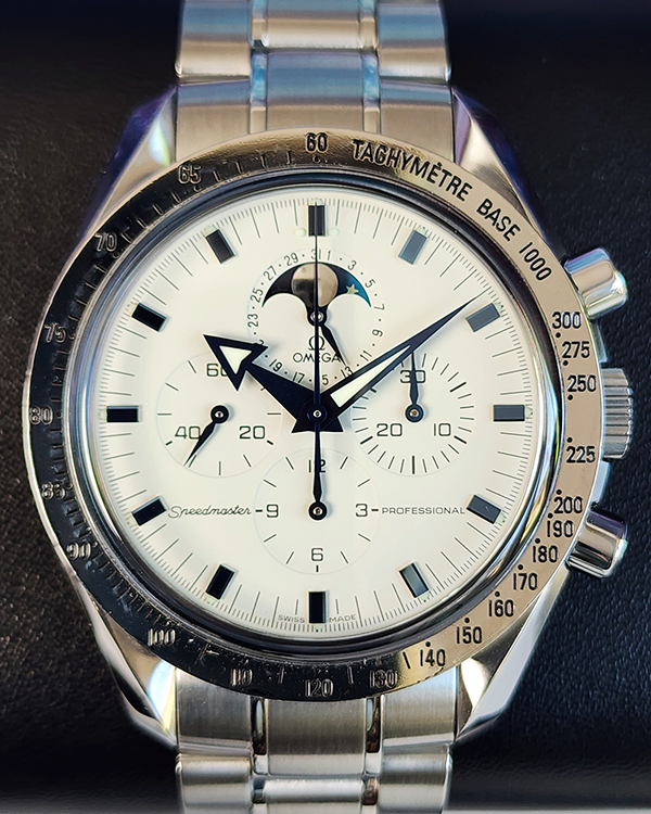 2000 Omega Speedmaster Moonwatch Moonphase Vintage 42MM White Dia Steel Bracelet (3575.20.00)