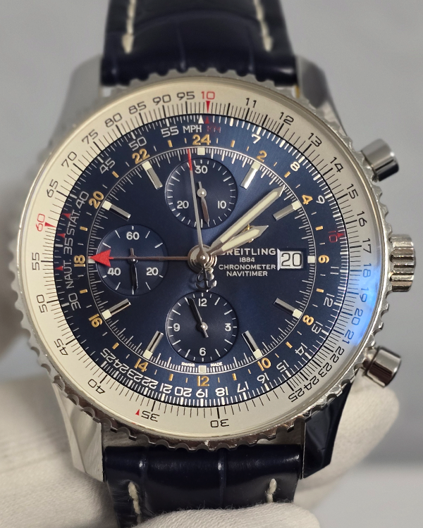 2021 Breitling Navitimer World GMT Chronograph 46MM Blue Dial Leather Strap (A24322121C2A1)