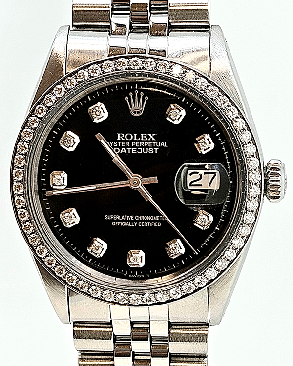 Rolex Datejust 36MM Aftermarket Black Dial Jubilee Bracelet (16030)