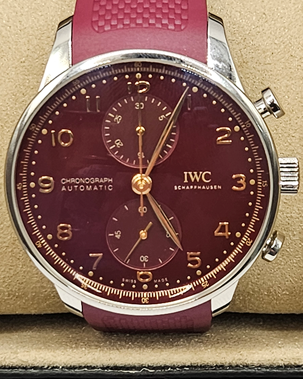 IWC Schaffhausen Portugieser Chronograph Year of the Dragon Limited Edition 41MM Red Dial Leather Strap (IW371629)