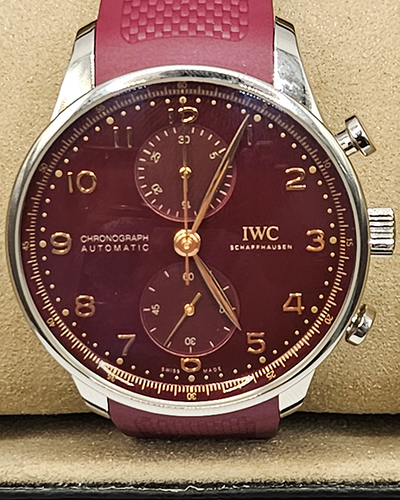 IWC Schaffhausen Portugieser Chronograph Year of the Dragon Limited Edition 41MM Red Dial Leather Strap (IW371629)