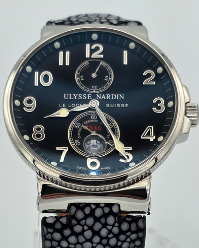 Ulysse Nardin Marine Chronometer 41MM Black Dial Aftermarket Stingray Leather Strap (263-66)