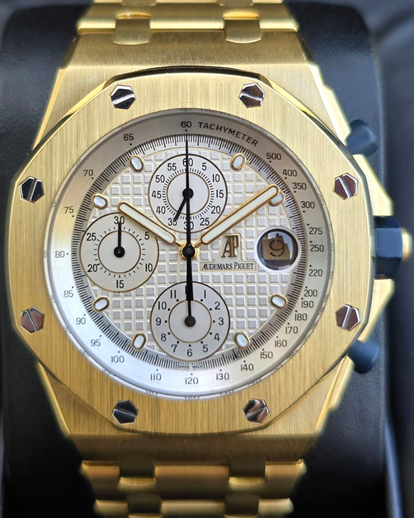 2008 Audemars Piguet Royal Oak Offshore Chronograph 42MM White Dial Yellow Gold Bracelet (25721BA.OO.1000BA.03)