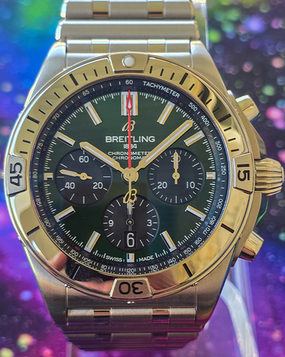 2022 Breitling Chronomat 42MM Green Dial Steel Bracelet (AB0134101L1A1)