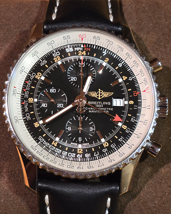 2016 Breitling Navitimer World 46MM Black Dial Leather Strap (A2432212/B726)