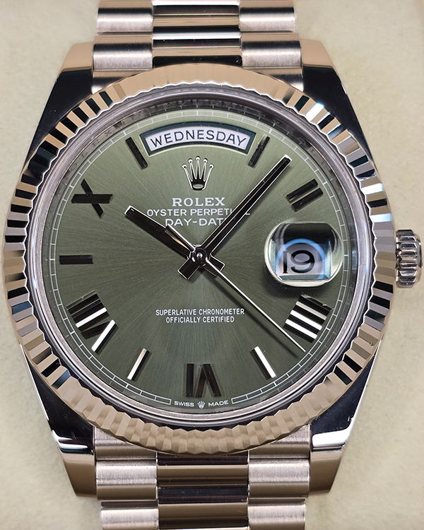 2021 Rolex Day-Date 40MM Green Dial White Gold President Bracelet (228239)