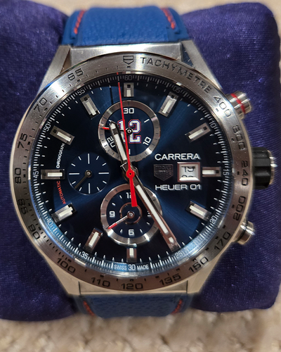 Tag Heuer Carrera "Tom Brady L.E." 43MM Blue Dial Rubber Strap (CAR201R.FT6120)