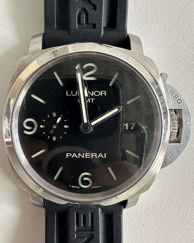 2018 Panerai Luminor 1950 3 Days GMT 44MM Black Dial Rubber Strap (PAM00320)