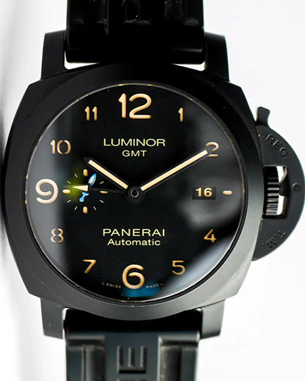 2018 Panerai Luminor 1950 3 Days GMT Automatic 44MM Black Dial Rubber Strap (PAM01441)