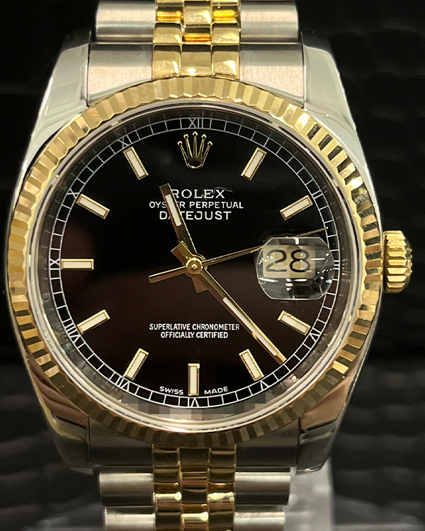 Rolex Datejust 36MM Black Dial Two-Tone Jubilee Bracelet (116233)