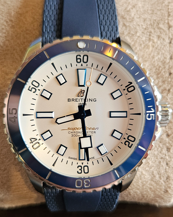 Breitling Superocean 42MM Silver Dial Rubber Strap (A17375)