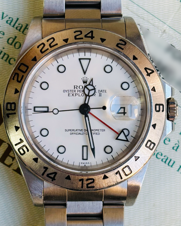 1999 (A Serial) Rolex Explorer II "Polar" 40MM White Dial Oyster Bracelet (16570)