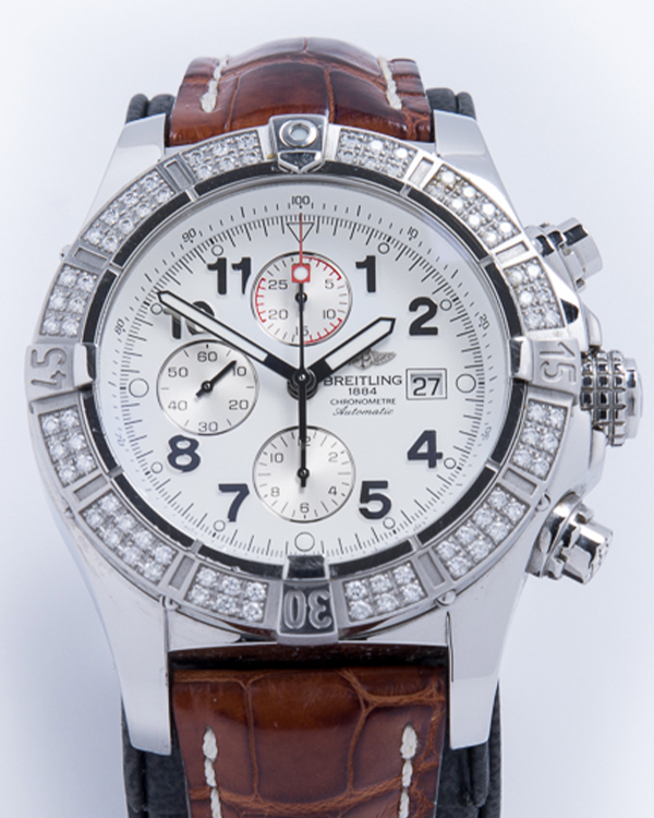 2006 Breitling Super Avenger 48MM Steel White Factory Diamond Bezel White Dial (A1337053/A562)