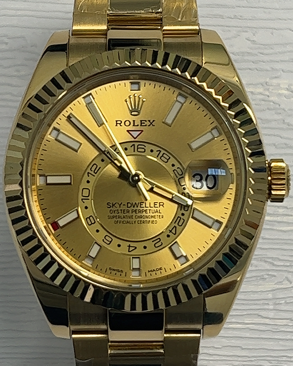 2019 Rolex Sky-Dweller 42MM Champagne Dial Yellow Gold Bracelet (326938)