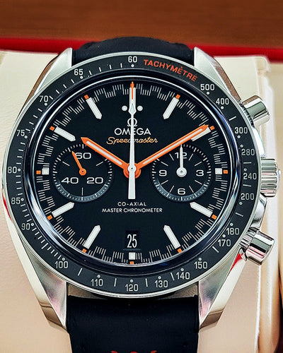 No reserve - 2024 Omega Speedmaster Racing "Master Chronometer" 44.25MM Black Dial Leather Strap (329.32.44.51.01.001)