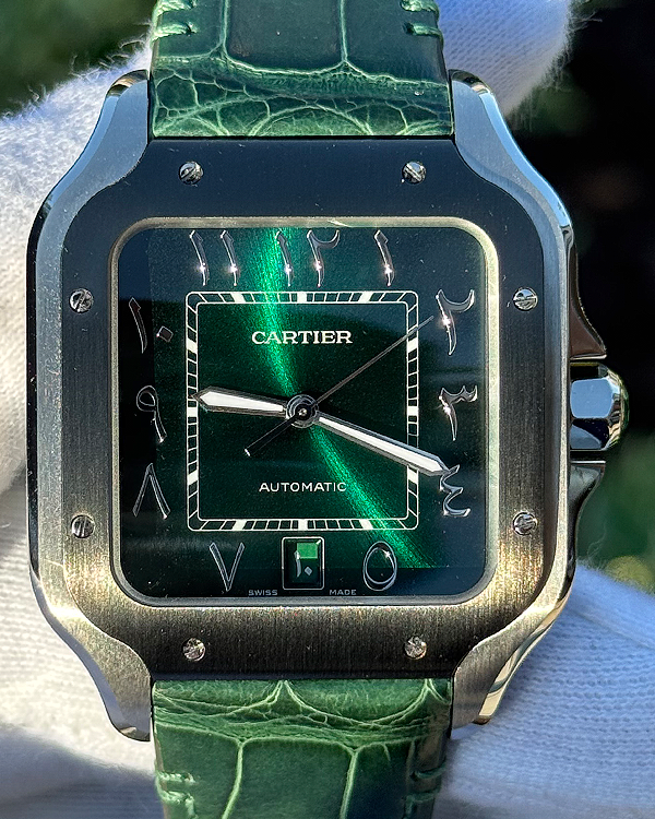 2023 Cartier Santos De Cartier 39.8MM Green Dial Leather Strap (WSSA0055)