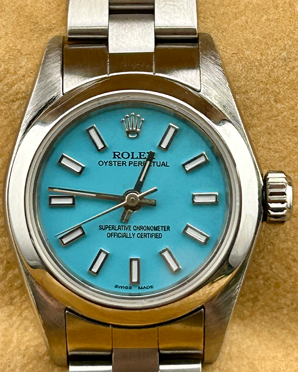 1994 Rolex Oyster Perpetual  26MM Aftermarket Tiffany Blue Dial Oyster Bracelet  (67180)