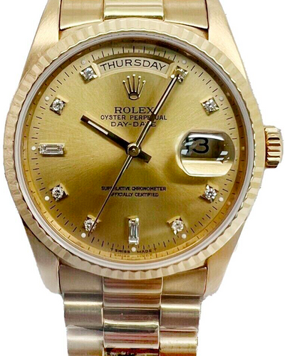 Rolex Day-Date 36MM Champagne Dial Yellow Gold President Bracelet (18238)