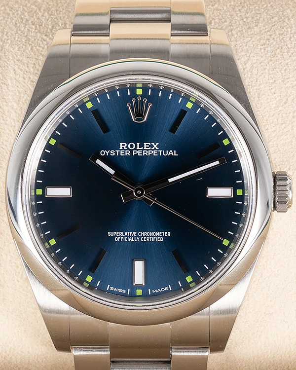 2019 Rolex Oyster Perpetual 39MM Blue Dial Steel Bracelet (114300)