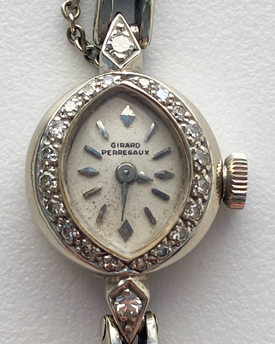 Girard Perregaux Lady's Watch Vintage 15MM 18K White Gold And Factory Diamonds White Dial (2026)