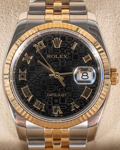 2009 Rolex Datejust 36MM Black "Jubilee Motif" Dial Two-Tone Jubilee Bracelet (116233)