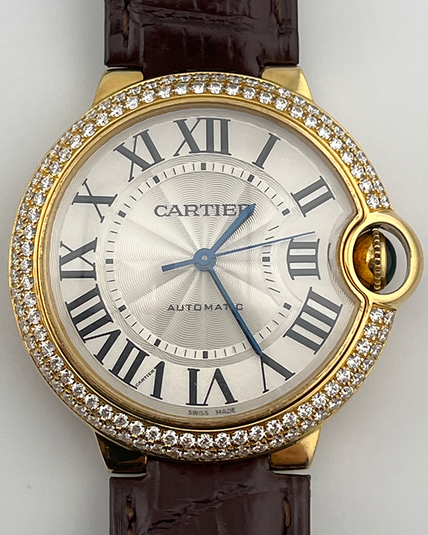 Cartier Ballon De Cartier 36MM Silver Dial Leather Strap (WE900451)