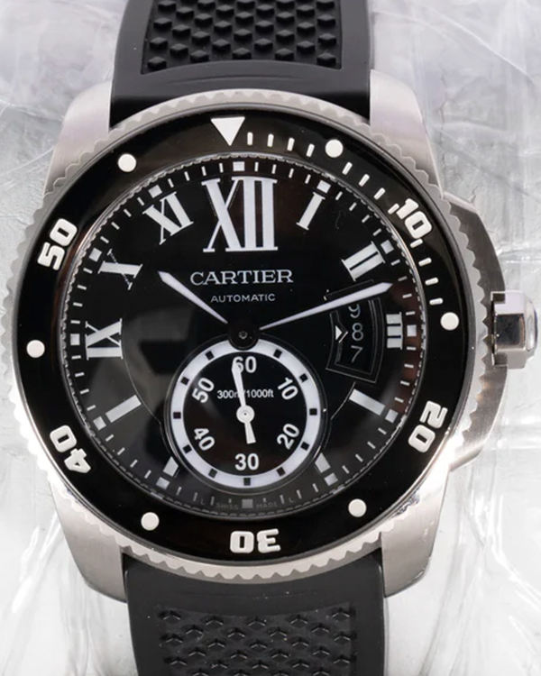 Cartier Calibre de Cartier Diver 42MM Black Dial Rubber Strap (W7100056)