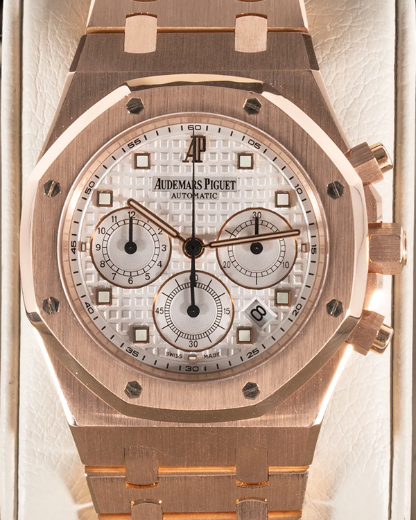 2008 Audemars Piguet Royal Oak Offshore Chronograph 39MM White Dial Rose Gold Bracelet (26022OR)