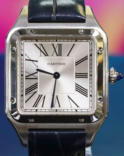 2022 Cartier Santos-Dumont 43.5×31.4MM Quartz Silver Dial Leather Strap (WSSA0022)