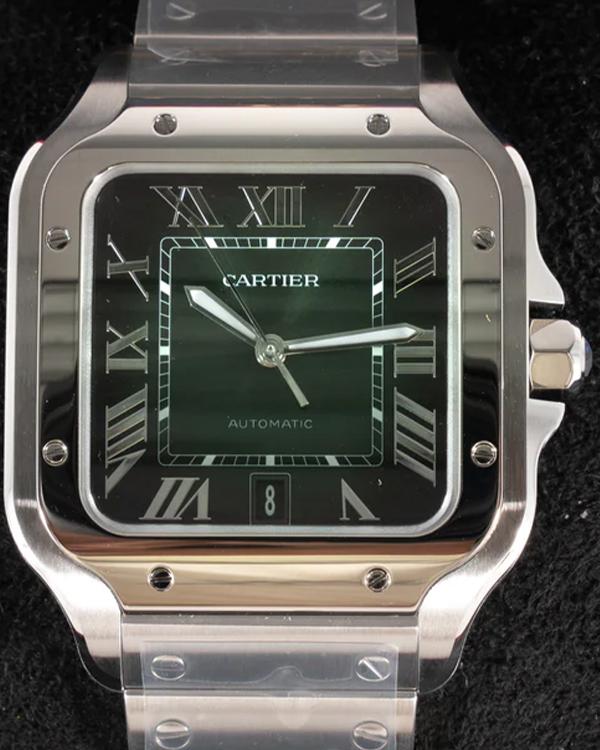 Cartier Santos De Cartier 40MM Green Dial Steel Bracelet (WSSA0062)