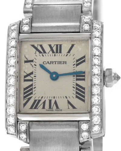 Cartier Tank Francaise 20x25MM Quartz Silver Dial White Gold Bracelet (2403)