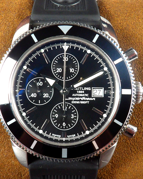 2013 Breitling Superocean Heritage Chronograph 46MM Black Dial Rubber Strap (A1332024)