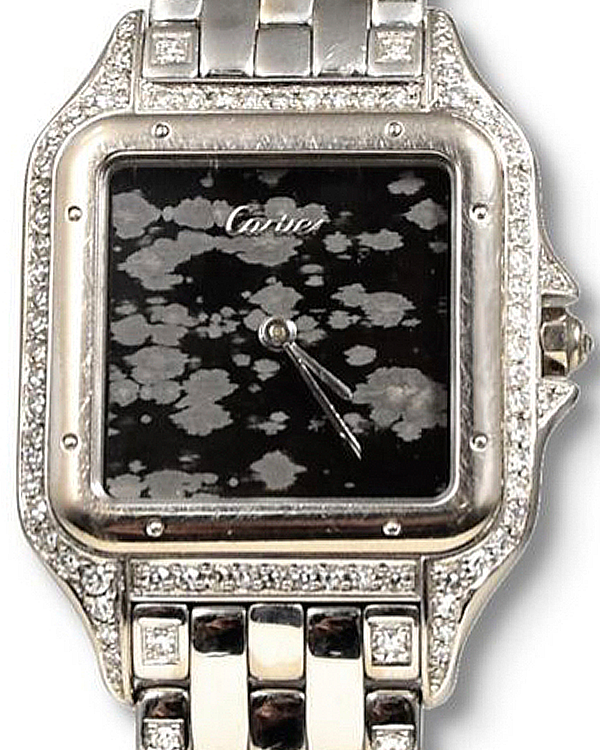 Cartier Panthère De Cartier 27x37MM Quartz Obsidian Dial White Gold Bracelet (3839)