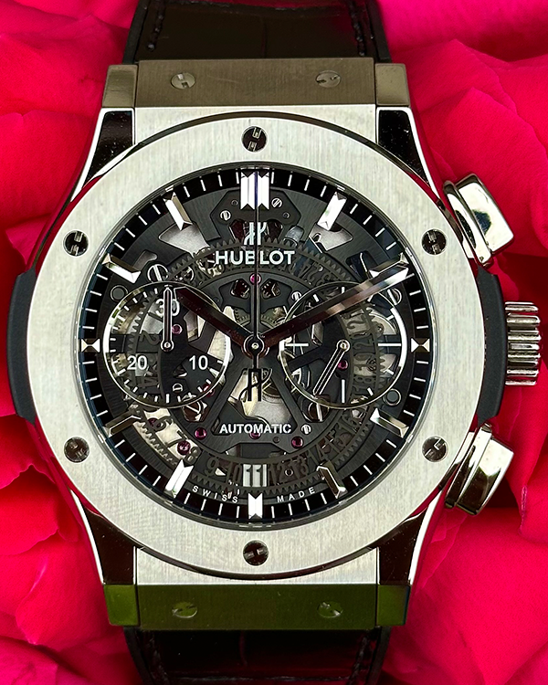 2023 Hublot Classic Fusion Aerofusion 45MM Skeleton Dial Leather/Rubber Strap (525.NX.0170.LR)