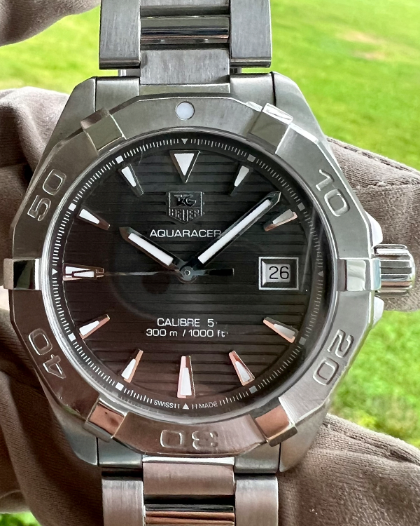 No Reserve - Tag Heuer Aquaracer 41MM Black Dial Steel Bracelet (WAY2113.BA0928)