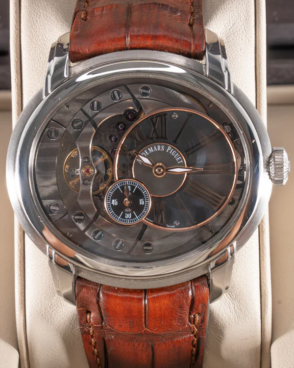 2014 Audemars Piguet Millenary 4101 47MM Skeleton Dial Aftermarket Leather Strap (15350ST.OO.D002CR.01)