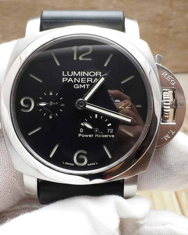 Panerai Luminor 1950 3 Days GMT 44MM Black Dial Rubber Strap (PAM00321)