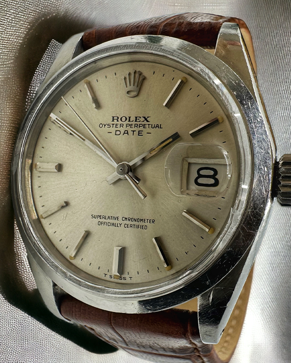 Rolex Oyster Perpetual Date 34MM Champagne Dial Leather Strap (1500)