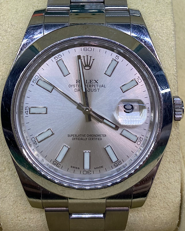 2015 Rolex Datejust 41MM Silver Dial Steel Bracelet (116300)