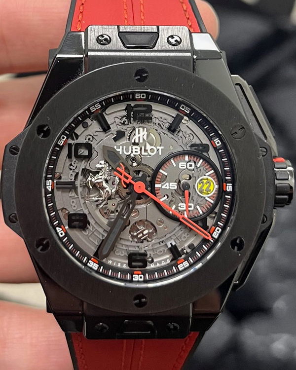 2013 Hublot Big Bang Ferrari 45MM Skeleton Dial Rubber-Leather Strap (401.CX.0123.VR)