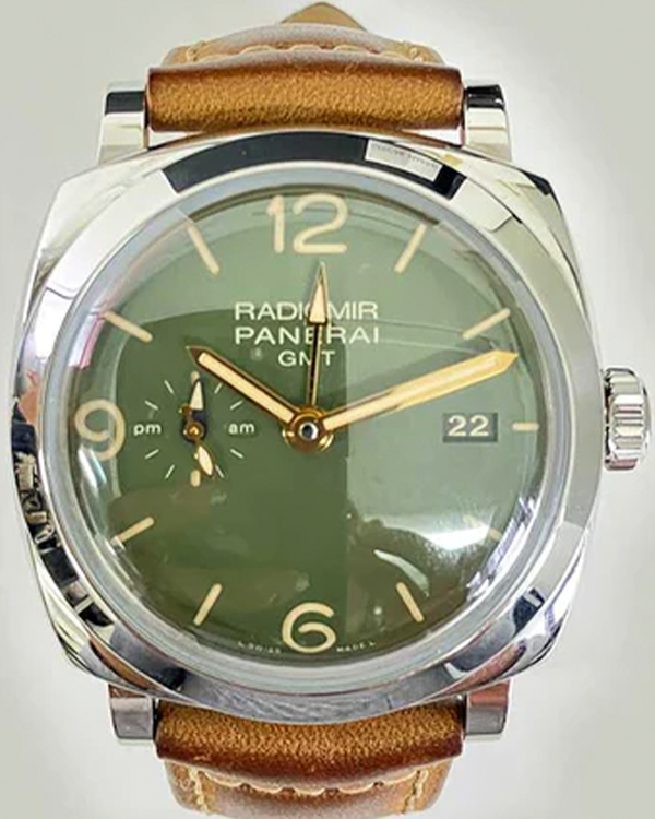 2021 Panerai Radiomir GMT 45MM Green Dial Leather Strap (PAM00998)