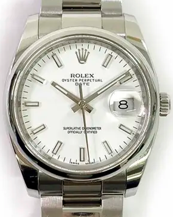 2014 Rolex Oyster Perpetual Date 34MM White Dial Steel Bracelet (115200)